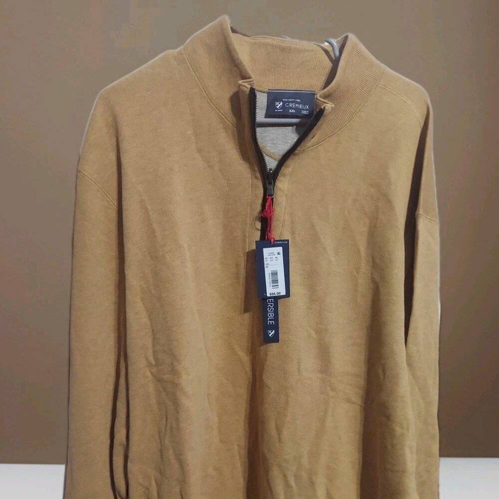 NWT - Daniel Cremieux 1/4 Zip Reversible Sweater XXL Beige/Hthr‎ Orig $95.00